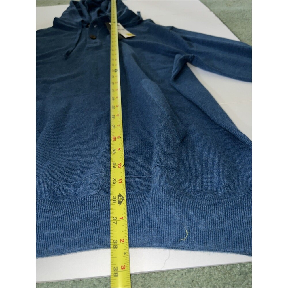 Chaps NWT Terry Hoodie Sweatshirt, Medium, Blue, Button Large